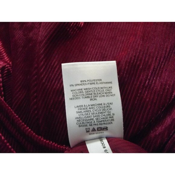 Express Wrap Blouse Womens XS Burgundy Red Velvet Ribbed Shirt tie top 0-2 NEW - Picture 6 of 14